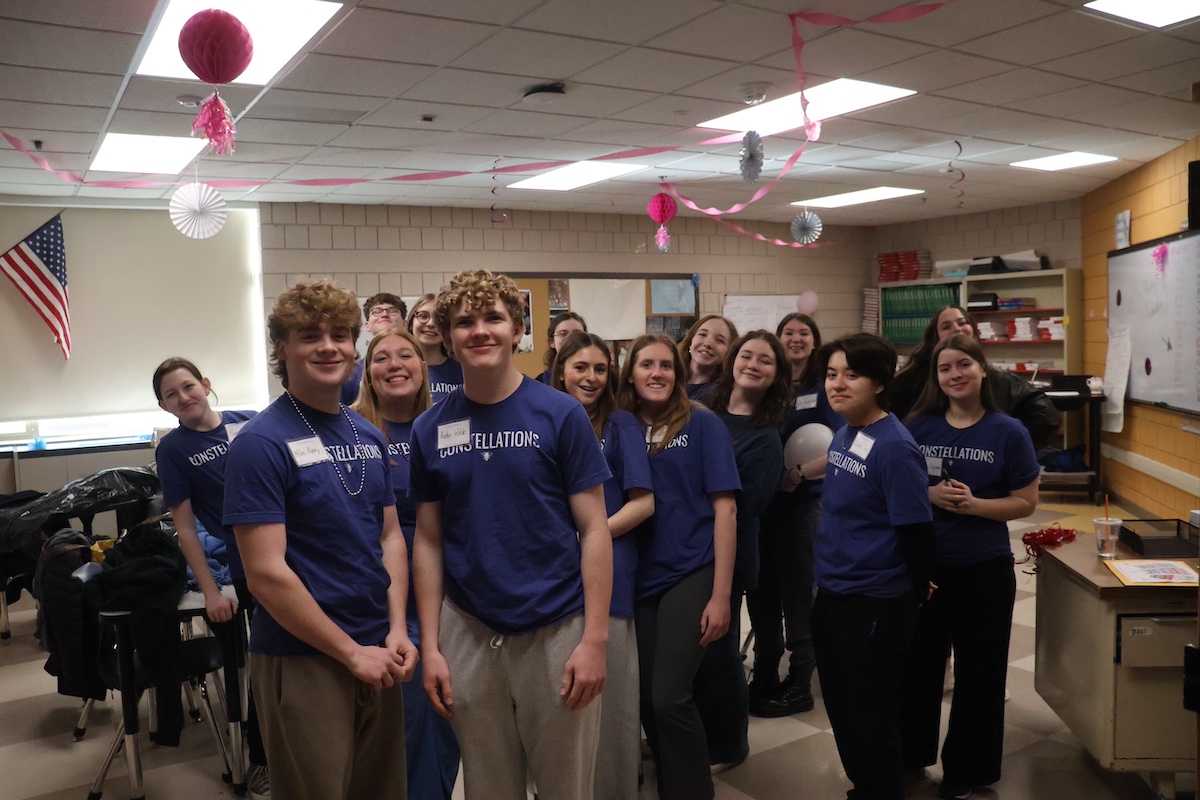 The cast and crew of Constellations at Leominster High School.